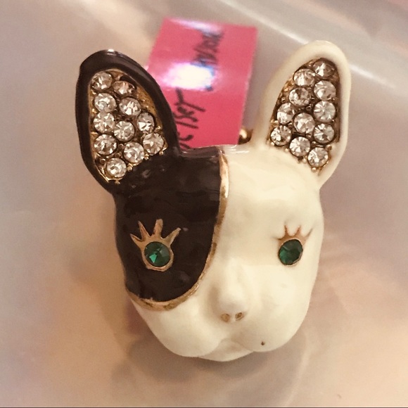 Betsey Johnson Jewelry - French Bulldog dog lover pet animal stretch ring Betsey Johnson vintage jewelry